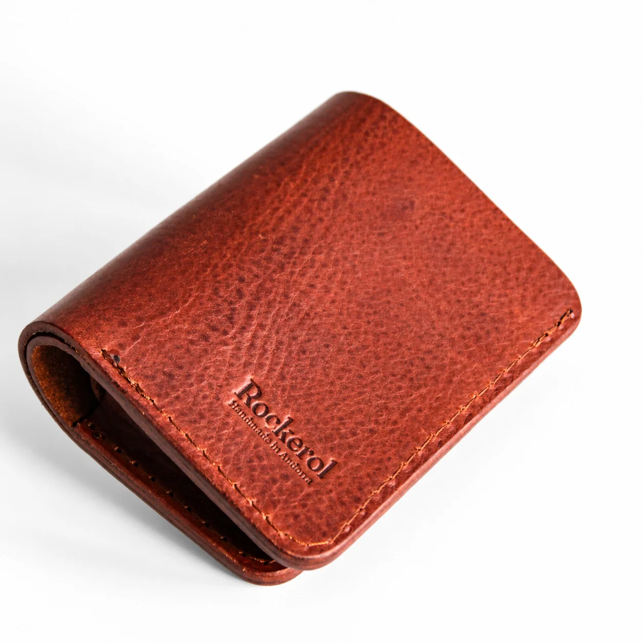 Cartera Solidus de pell en color cognac